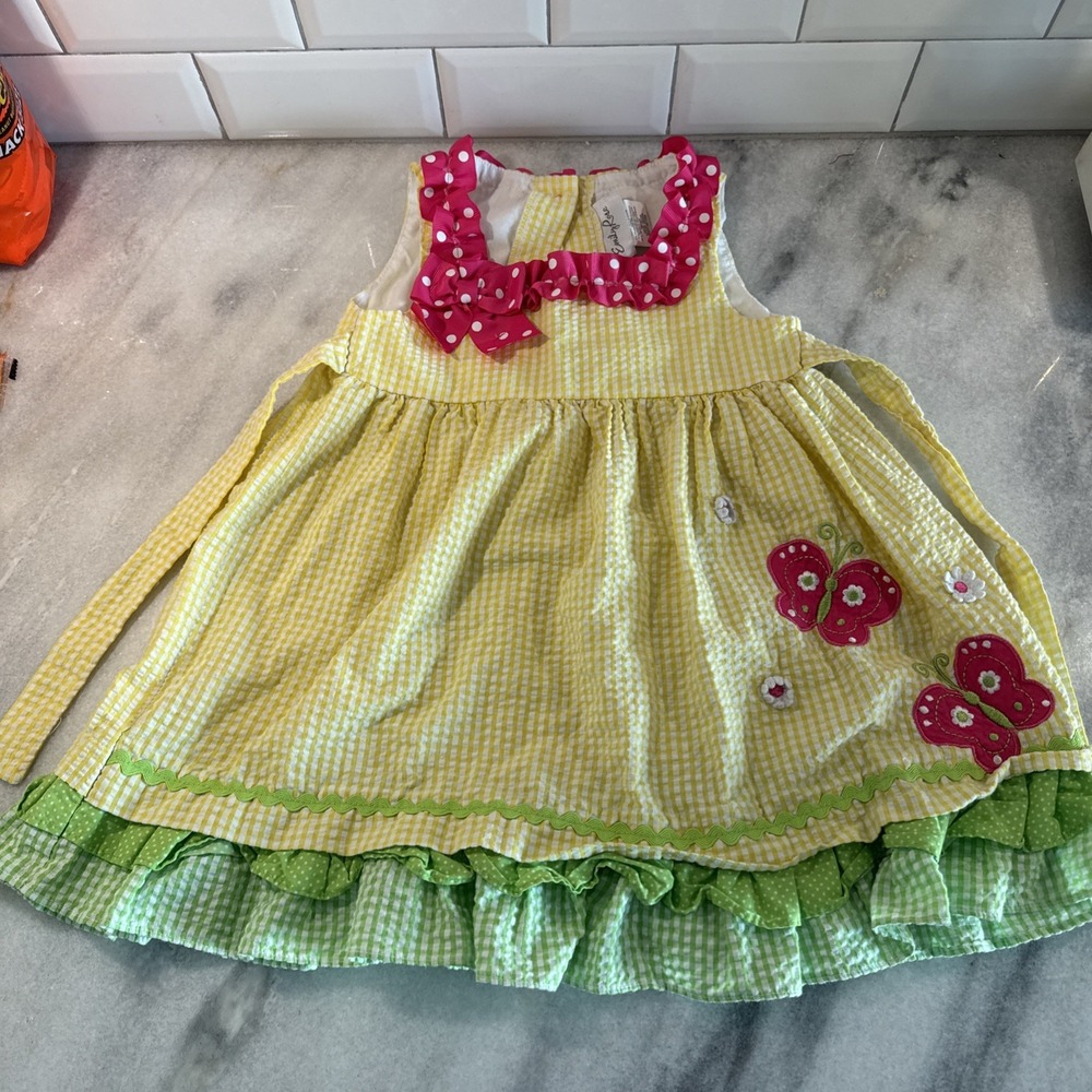 Emily Rose Butterfly Dress Size 3T Yellow Pink Green‎ Butterflies
